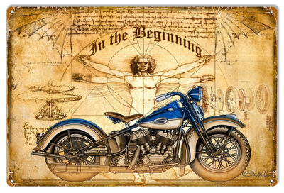 The Beginning Motorcycle Garage Shop Man Cave Metal Large Sign
