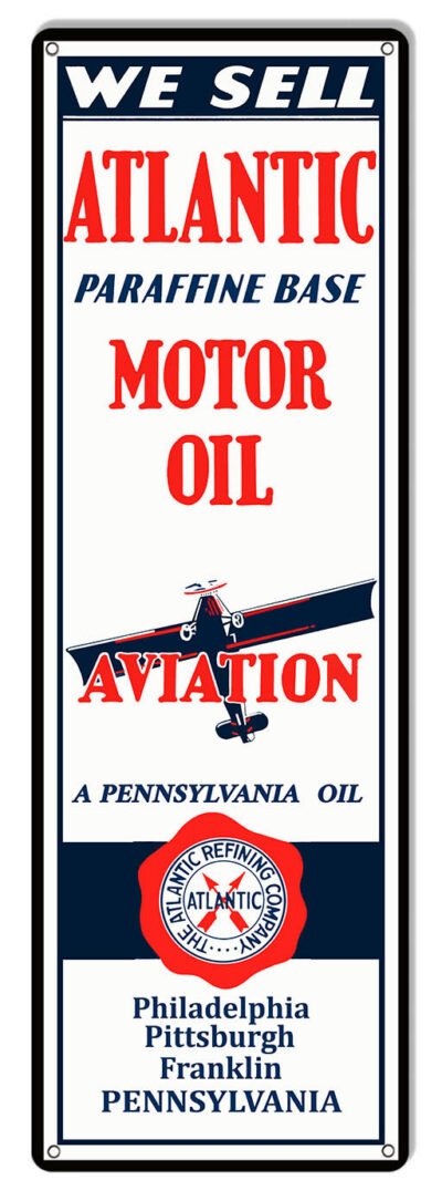 Atlantic Motor Oil Reproduction Large Aviation Metal Sign 8x24