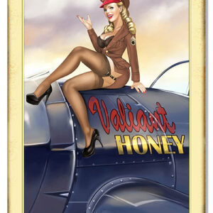 Pin Up Girl Valiant Honey Nose Art Vintage Aviation Metal Sign 12x18