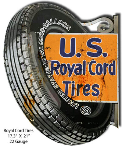 U.S Cord Tires Reproduction Cut Out Garage Art Metal Sign