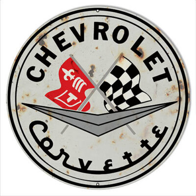 Chevrolet Corvette Reproduction Vintage Metal Sign Round