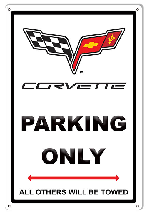 Corvette Parking Only Garage Shop Metal Sign