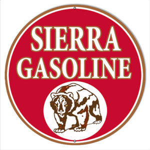 Sierra Gasoline Reproduction Garage Shop Metal Sign Round