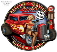 Trixies Hot Rod Pin Up Girl Metal Sign By Steve McDonald