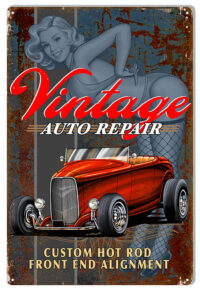 Custom Hot Rod Pin Up Girl Vintage Metal Sign By Steve McDonald