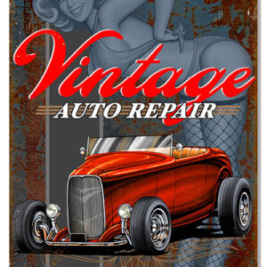 Custom Hot Rod Pin Up Girl Vintage Metal Sign By Steve McDonald