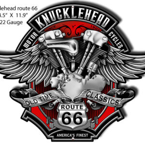 Route 66 Knucklehead Cut Out Metal Sign By Steve McDonald