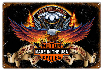 Live The Legend Motorcycle Garage Metal Sign By Steve McDonald 12x18