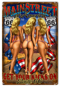 Main Street Pin Up Girls Garage Art Metal Sign By Steve McDonald