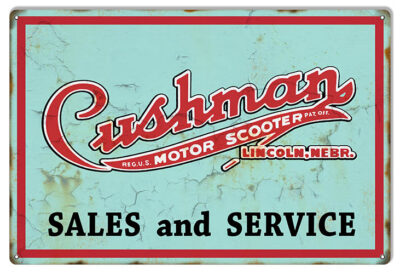 Cushman Motor Scotter Reproduction Vintage Garage Art Metal Sign
