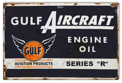Gulf Aircraft Motor Oil Reproduction Aviation Metal Sign