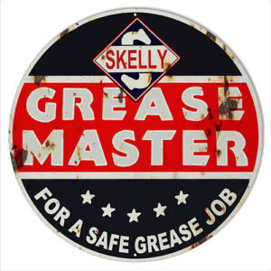 Grease Master Skelly Reproduction Garage Metal Sign Round