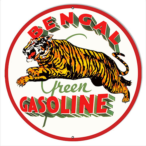 Bengal Gasoline Reproduction Motor Oil Metal Sign Round