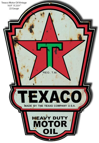 Texaco Motor Oil Reproduction Vintage Cut Out Metal Sign