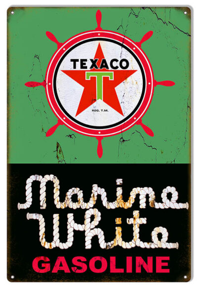 Marine White Gasoline Texaco Reproduction Vintage Metal Sign