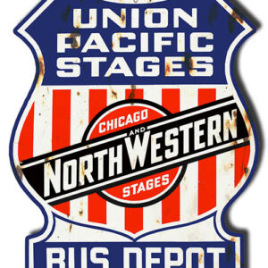Union Pacific Stages Cut Out Reproduction Railroad Metal Sign