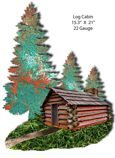 Log Cabin Faux Petina Laser Cut Out By 15.3x21