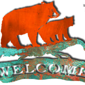 Welcome Bears Faux Petina Laser Cut Out 23.2x14.9