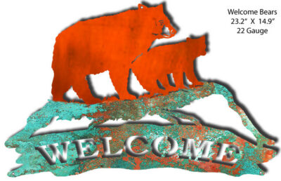 Welcome Bears Faux Petina Laser Cut Out 23.2x14.9