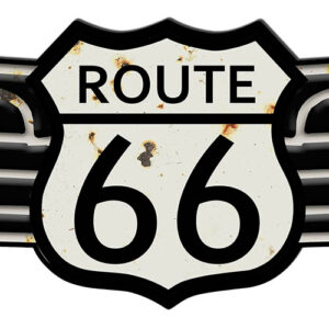 Route 66 Wings Laser Cut Out Garage Shop Metal Sign