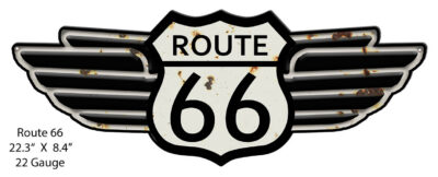 Route 66 Wings Laser Cut Out Garage Shop Metal Sign