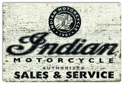 Indian Motorcycle Sales and Service Metal Sign
