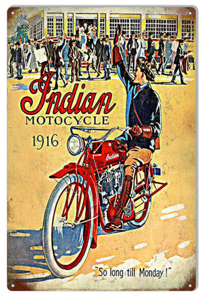 Indian Motorcycle 1916 Vintage Metal Sign