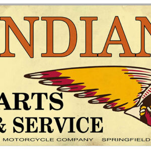 Indian Motorcycle Parts And Service Vintage Metal Sign