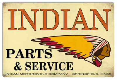 Indian Motorcycle Parts And Service Vintage Metal Sign