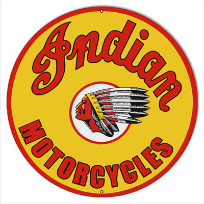 Indian Motorcycle Metal Sign Round