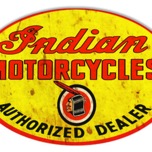 Indian Motorcycle Authorized Dealer Vintage Metal Sign