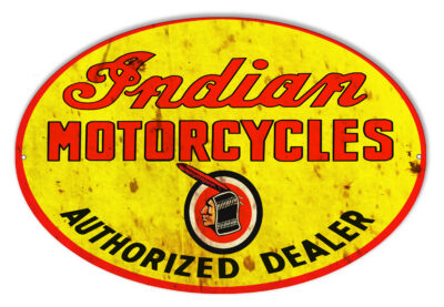 Indian Motorcycle Authorized Dealer Vintage Metal Sign