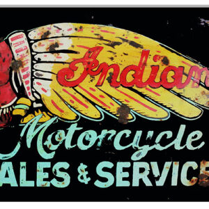 Indian Motorcycle Sales and Service Vintage Metal Sign