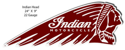 Indian Motorcycle Indian Head Laser Cut Out Metal Sign