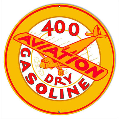 Dry Gasoline Reproduction Aviation Metal Sign Round