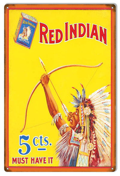 Red Indian Cigarette Reproduction Cigar Metal Sign