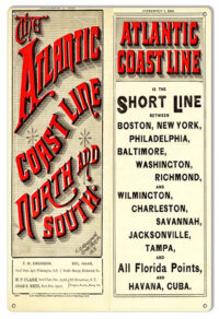Atlanic Coast Line Reproduction Railroad Metal Sign