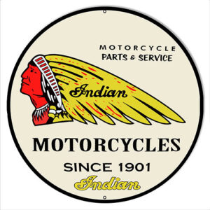Indian Motorcycle Reproduction Garage Shop Metal Sign Round