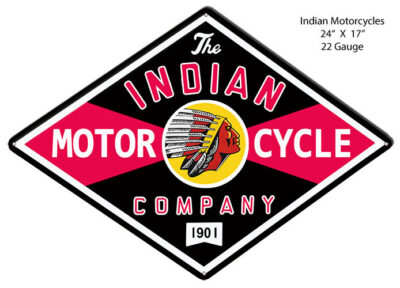 Indian Motorcycle Co. Reproduction Cut Out Garage Metal Sign