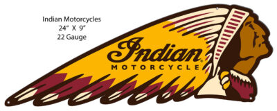 Indian Motorcycle Indian Head Laser Cut Out Metal Sign