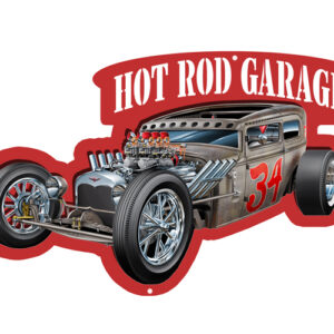 Hot Rod Garage Cut Out With 3D Effect Wall Art Metal Sign