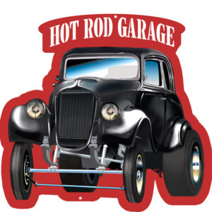 Hot Rod Classic Car Cut Out 3D Effect Garage Art Metal Sign