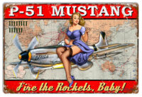 P-51 Mustang Airplane Pin Up Girl Baby Sign By Steve McDonald