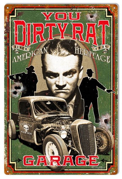 Dirty Rat Garage Hot Rod Man Cave Metal Sign