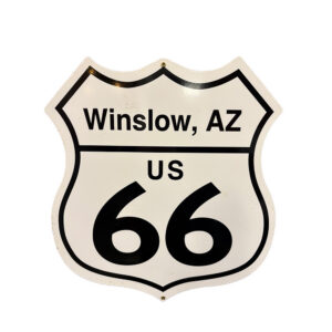 Route 66, Winslow, AZ Reproduction Cut Out Garage Art Metal Sign 15x15
