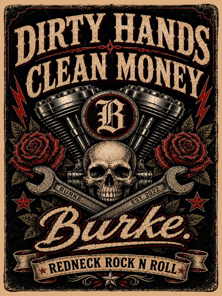 BURKE - Dirty Hands, Clean Money Sign