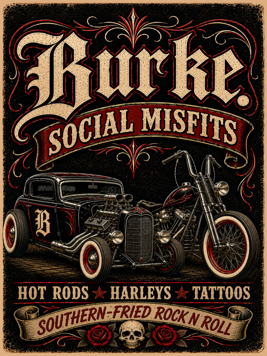 BURKE - Social Misfits Hot Rod & Harley Sign